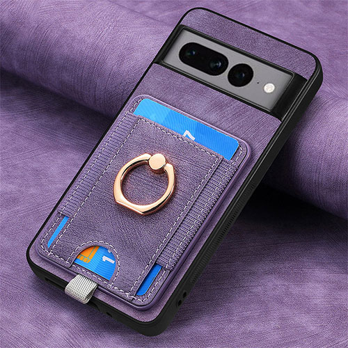 Soft Silicone Gel Leather Snap On Case Cover SD2 for Google Pixel 7 Pro 5G Clove Purple