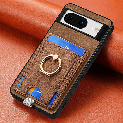 Soft Silicone Gel Leather Snap On Case Cover SD2 for Google Pixel 8 5G Brown