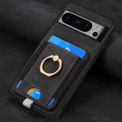 Soft Silicone Gel Leather Snap On Case Cover SD2 for Google Pixel 8 Pro 5G Black