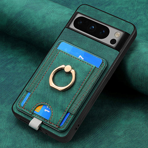 Soft Silicone Gel Leather Snap On Case Cover SD2 for Google Pixel 8 Pro 5G Green
