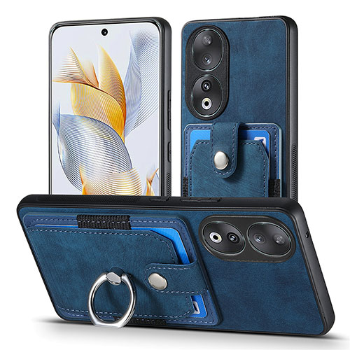 Soft Silicone Gel Leather Snap On Case Cover SD2 for Huawei Honor 90 5G Blue