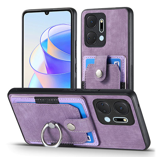 Soft Silicone Gel Leather Snap On Case Cover SD2 for Huawei Honor X7a Clove Purple