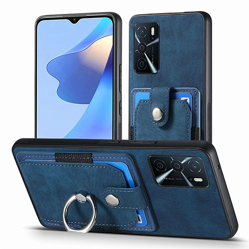Soft Silicone Gel Leather Snap On Case Cover SD2 for Oppo A16s Blue