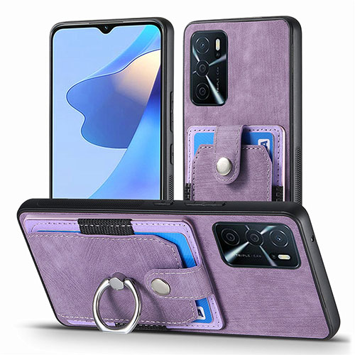 Soft Silicone Gel Leather Snap On Case Cover SD2 for Oppo A16s Clove Purple