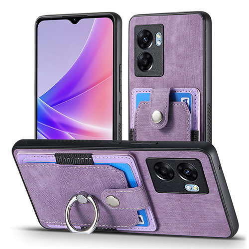 Soft Silicone Gel Leather Snap On Case Cover SD2 for Oppo A57 5G Clove Purple