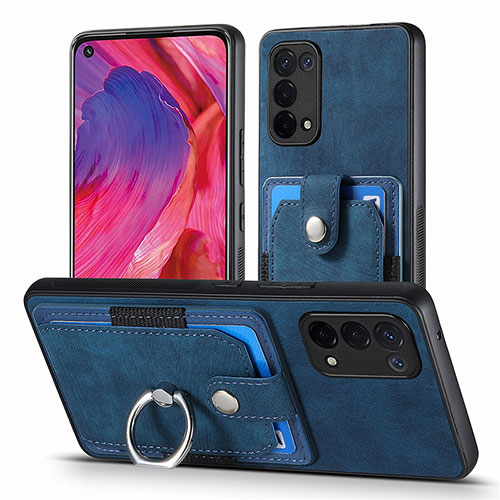 Soft Silicone Gel Leather Snap On Case Cover SD2 for Oppo A74 5G Blue