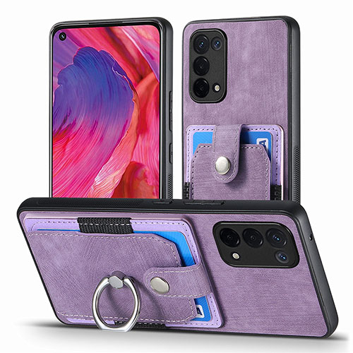 Soft Silicone Gel Leather Snap On Case Cover SD2 for Oppo A74 5G Clove Purple