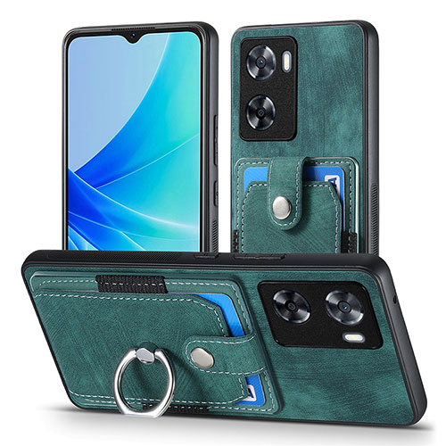 Soft Silicone Gel Leather Snap On Case Cover SD2 for Oppo A77 4G Green