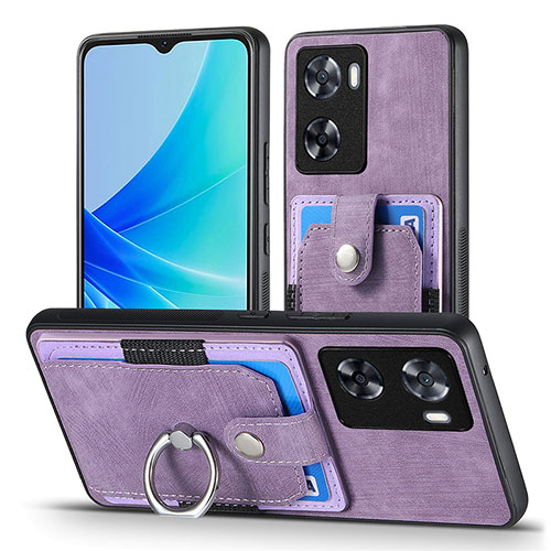 Soft Silicone Gel Leather Snap On Case Cover SD2 for Oppo A77s Clove Purple