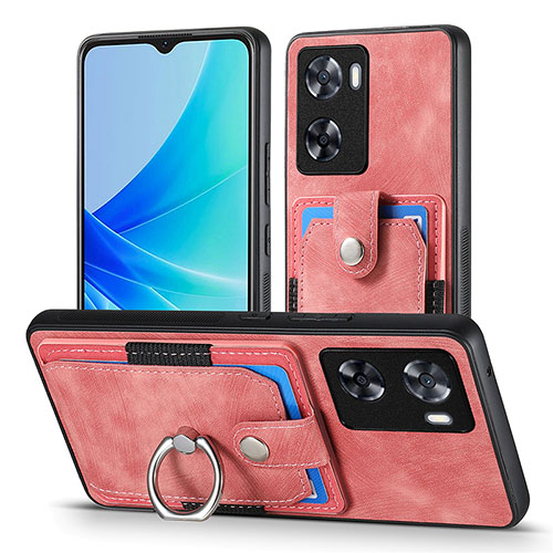 Soft Silicone Gel Leather Snap On Case Cover SD2 for Oppo A77s Pink