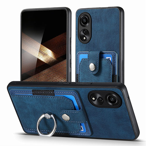 Soft Silicone Gel Leather Snap On Case Cover SD2 for Oppo A78 4G Blue