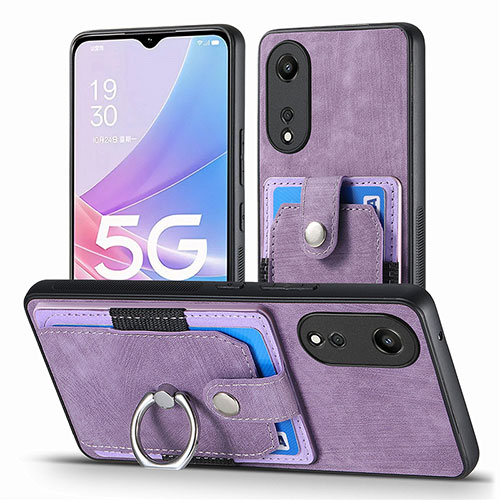 Soft Silicone Gel Leather Snap On Case Cover SD2 for Oppo A78 5G Clove Purple