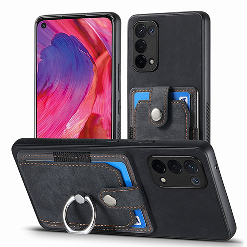 Soft Silicone Gel Leather Snap On Case Cover SD2 for Oppo A93 5G Black