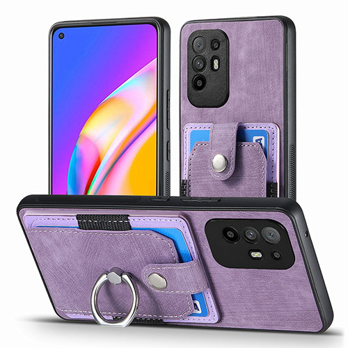 Soft Silicone Gel Leather Snap On Case Cover SD2 for Oppo A94 5G Clove Purple