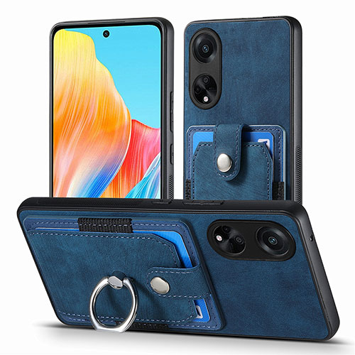 Soft Silicone Gel Leather Snap On Case Cover SD2 for Oppo A98 5G Blue