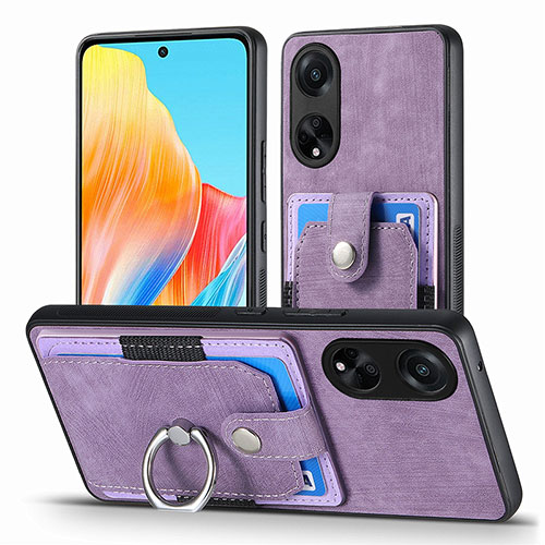 Soft Silicone Gel Leather Snap On Case Cover SD2 for Oppo A98 5G Clove Purple