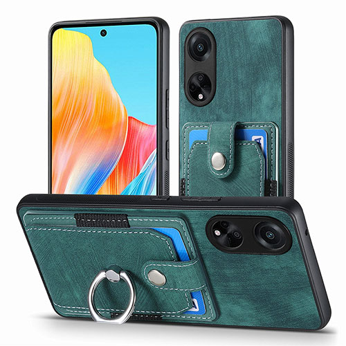 Soft Silicone Gel Leather Snap On Case Cover SD2 for Oppo A98 5G Green