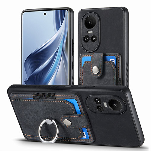 Soft Silicone Gel Leather Snap On Case Cover SD2 for Oppo Reno10 5G Black