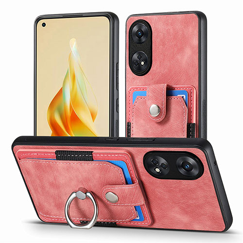 Soft Silicone Gel Leather Snap On Case Cover SD2 for Oppo Reno8 T 4G Pink