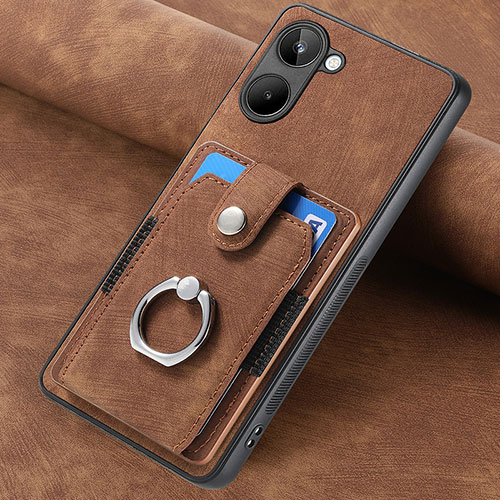 Soft Silicone Gel Leather Snap On Case Cover SD2 for Realme 10 4G Brown