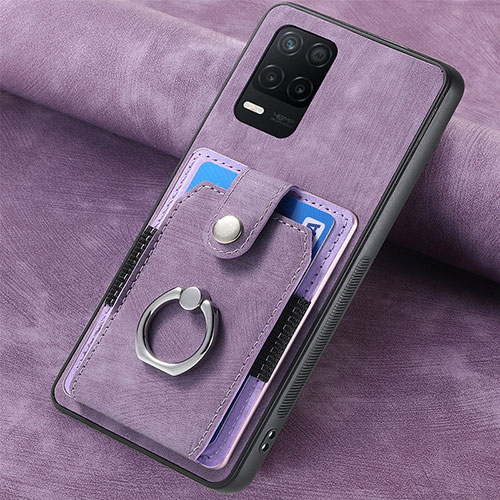 Soft Silicone Gel Leather Snap On Case Cover SD2 for Realme 9 5G India Clove Purple