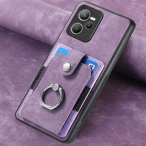 Soft Silicone Gel Leather Snap On Case Cover SD2 for Realme Narzo 50A Prime Clove Purple