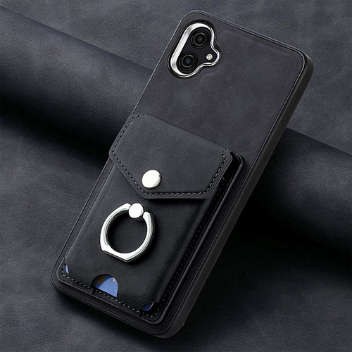 Soft Silicone Gel Leather Snap On Case Cover SD2 for Samsung Galaxy A04 4G Black