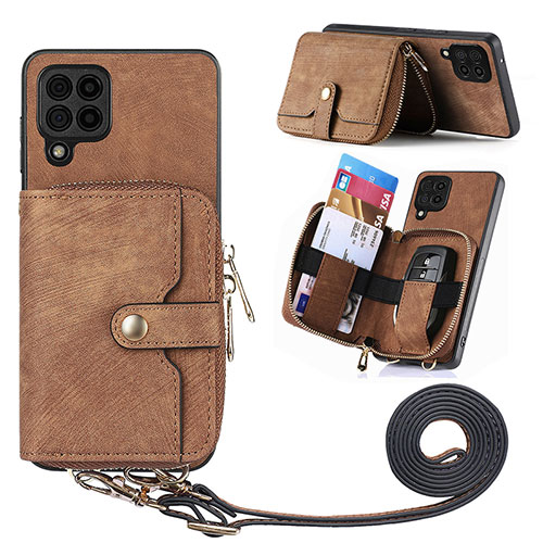 Soft Silicone Gel Leather Snap On Case Cover SD2 for Samsung Galaxy A12 5G Brown