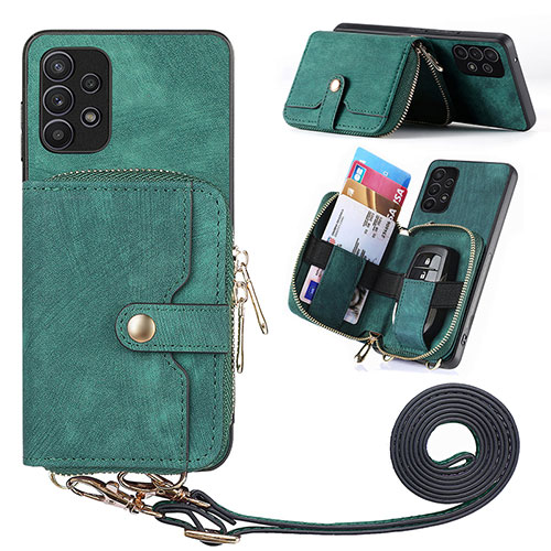 Soft Silicone Gel Leather Snap On Case Cover SD2 for Samsung Galaxy A32 5G Green