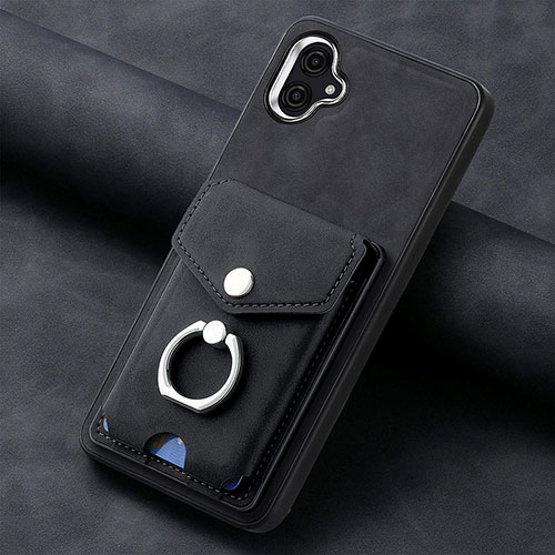 Soft Silicone Gel Leather Snap On Case Cover SD2 for Samsung Galaxy F04 Black