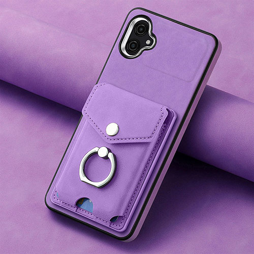 Soft Silicone Gel Leather Snap On Case Cover SD2 for Samsung Galaxy F04 Clove Purple