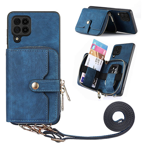 Soft Silicone Gel Leather Snap On Case Cover SD2 for Samsung Galaxy M12 Blue
