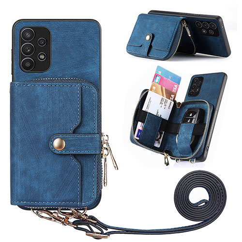 Soft Silicone Gel Leather Snap On Case Cover SD2 for Samsung Galaxy M32 5G Blue