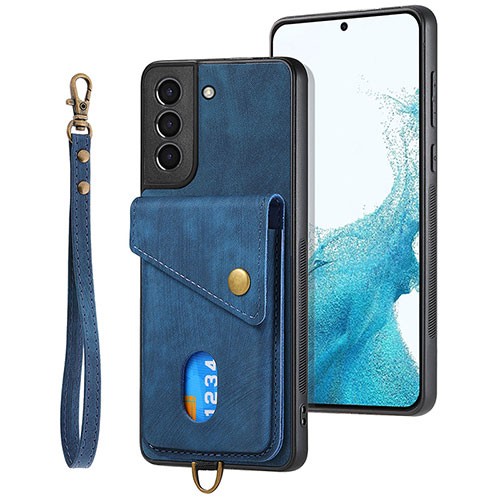 Soft Silicone Gel Leather Snap On Case Cover SD2 for Samsung Galaxy S23 Plus 5G Blue