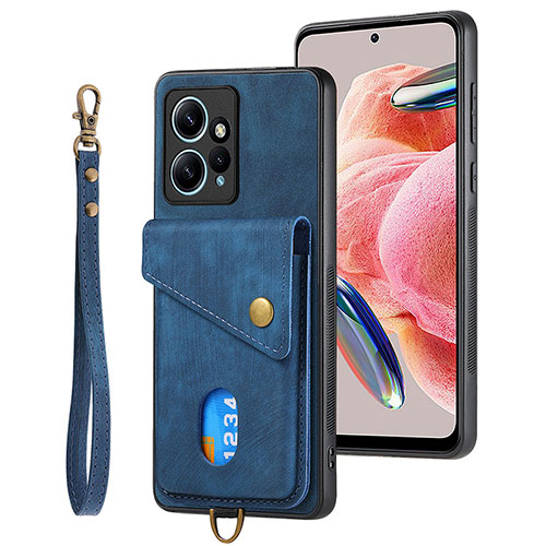 Soft Silicone Gel Leather Snap On Case Cover SD2 for Xiaomi Redmi Note 12 4G Blue