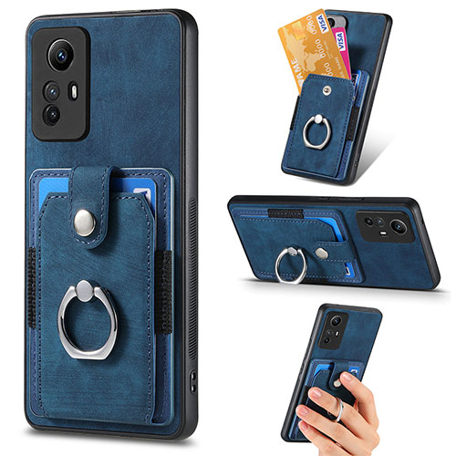 Soft Silicone Gel Leather Snap On Case Cover SD2 for Xiaomi Redmi Note 12S Blue