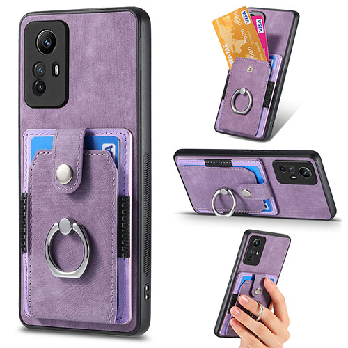 Soft Silicone Gel Leather Snap On Case Cover SD2 for Xiaomi Redmi Note 12S Clove Purple