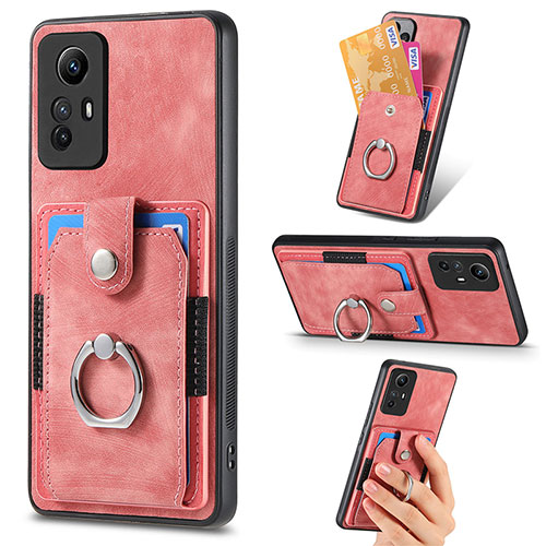 Soft Silicone Gel Leather Snap On Case Cover SD2 for Xiaomi Redmi Note 12S Pink