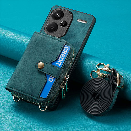 Soft Silicone Gel Leather Snap On Case Cover SD2 for Xiaomi Redmi Note 13 Pro+ Plus 5G Green