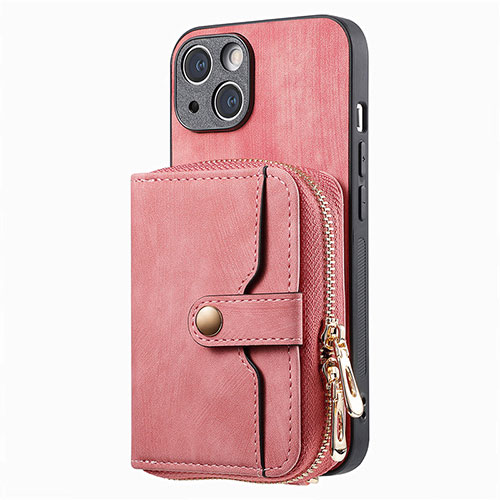 Soft Silicone Gel Leather Snap On Case Cover SD3 for Apple iPhone 14 Plus Pink