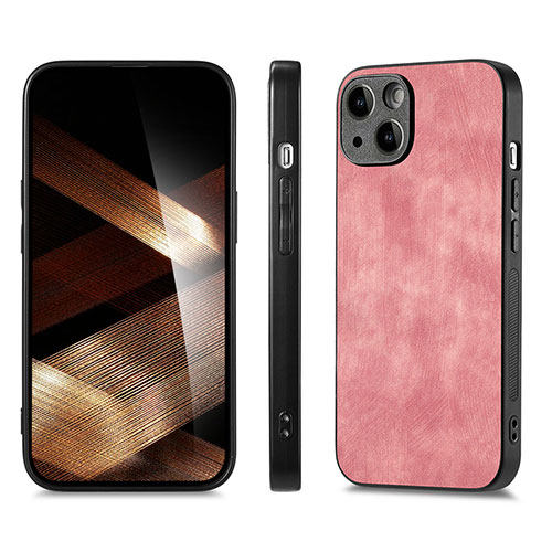 Soft Silicone Gel Leather Snap On Case Cover SD3 for Apple iPhone 14 Rose Gold