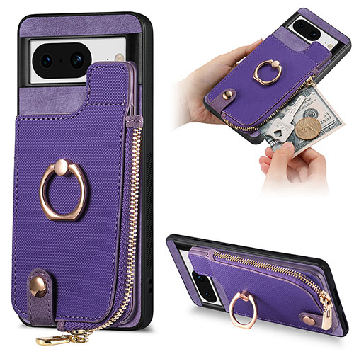 Soft Silicone Gel Leather Snap On Case Cover SD3 for Google Pixel 8 5G Purple