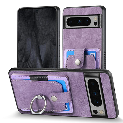 Soft Silicone Gel Leather Snap On Case Cover SD3 for Google Pixel 8 Pro 5G Purple