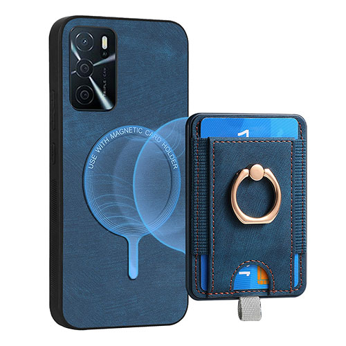 Soft Silicone Gel Leather Snap On Case Cover SD3 for Oppo A16 Blue