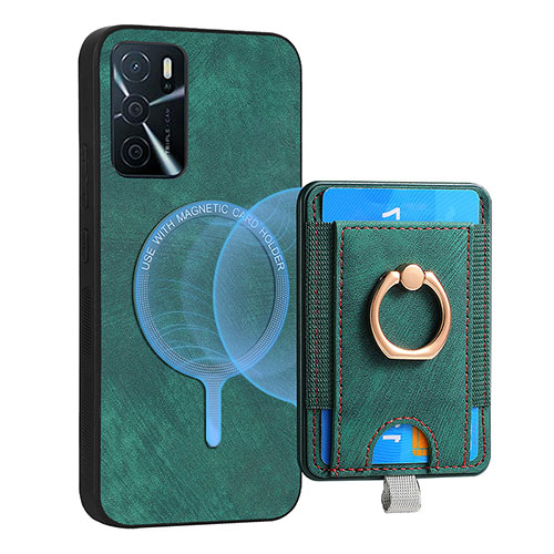 Soft Silicone Gel Leather Snap On Case Cover SD3 for Oppo A16 Green