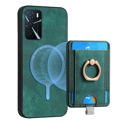 Soft Silicone Gel Leather Snap On Case Cover SD3 for Oppo A54s Green