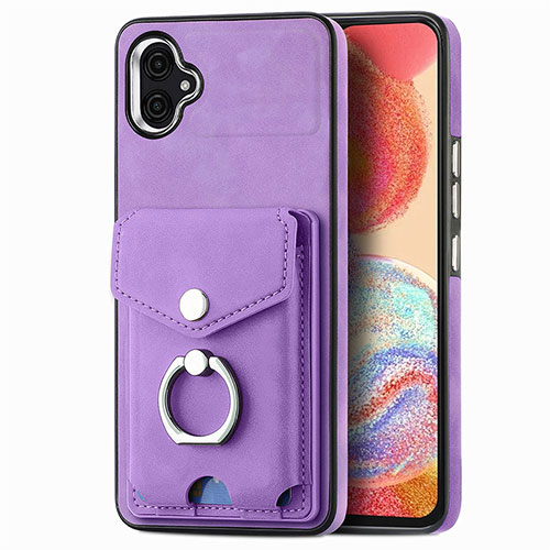 Soft Silicone Gel Leather Snap On Case Cover SD3 for Samsung Galaxy A04 4G Purple