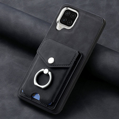 Soft Silicone Gel Leather Snap On Case Cover SD3 for Samsung Galaxy A12 Black