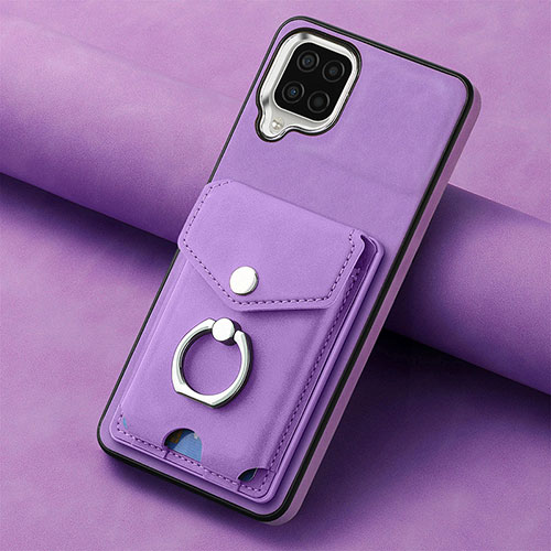 Soft Silicone Gel Leather Snap On Case Cover SD3 for Samsung Galaxy A12 Purple