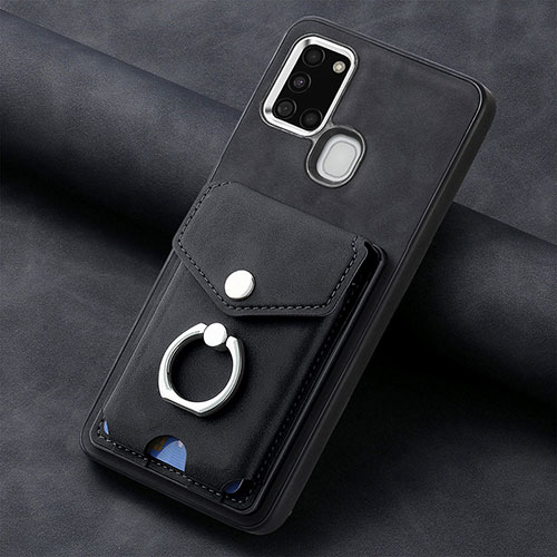 Soft Silicone Gel Leather Snap On Case Cover SD3 for Samsung Galaxy A21s Black